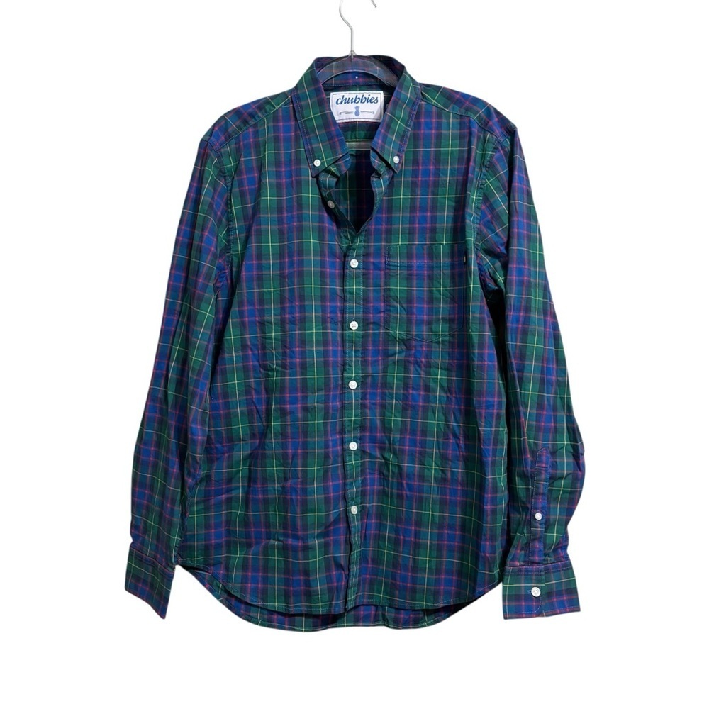Chubbies Plaid Button-Down Shirt Men's Size Medium Multi-color Long Sleeve